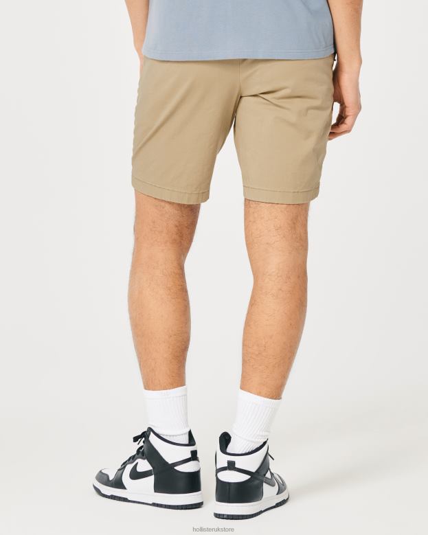 Bottoms Hollister Men Flat-Front Twill Shorts 9\\ 488201128 Light Khaki